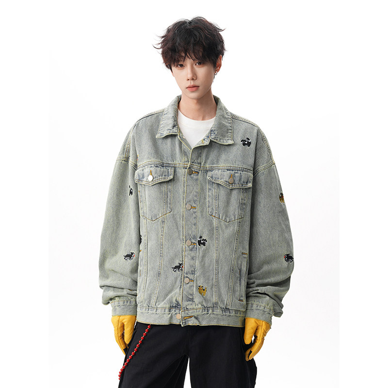 A410-WT93323-P95限价149-美式小狗刺绣牛仔外套-7x7牛仔面料420g,男装工装外套,电商A410