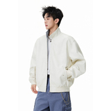 A410-WT34780-P110限价169-美式格纹撞色立领夹克-290G皮料，男装夹克，电商A410