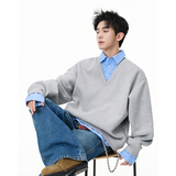 A410-A34750-P85限价129-美式假两件百搭休闲卫衣-400G华棉，男装卫衣，电商A410