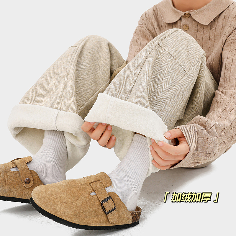 A410-K8789JR-P70限价109-重磅加绒休闲裤-400g左右人字纹面料