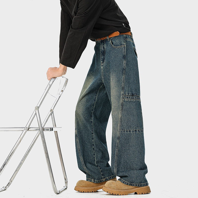 A410-K7909-特批60限价119-美式水洗做旧百搭牛仔裤-320g牛仔面料，男装牛仔裤，电商A410