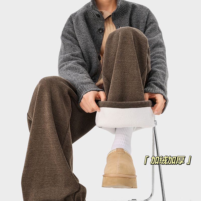A410-K8801JR-P70限价109-美式简约加绒休闲裤-可可西里430g左右，男装卫衣，电商A410