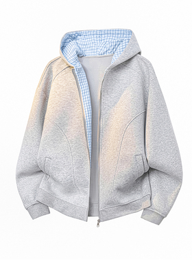 A410-WT34761-P90限价139-美式拼接格纹连帽卫衣-400g 华棉