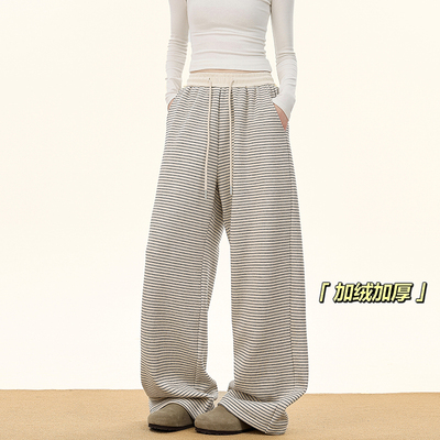 A410-K8781JR-P70限价109-条纹加绒卫裤-450g加绒拉菲条条纹面料