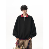 A410-A92304-P70限价109-美式重磅撞色立领卫衣-华棉复合仿棉420G，男装卫衣，电商A410