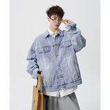 A410-WT34789-P90限价159-潮牌休闲百搭牛仔夹克-410g竹节水洗棉，男装夹克，电商A410