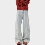 A410-K8799-特批55限价109-美式设计感阔腿牛仔裤-320g竹节牛仔布，男装牛仔裤，电商A410