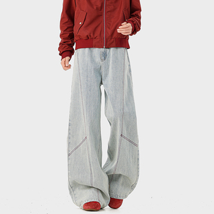 设计感阔腿牛仔裤 A410 美式 特批55限价109 320g竹节牛仔布 K8799