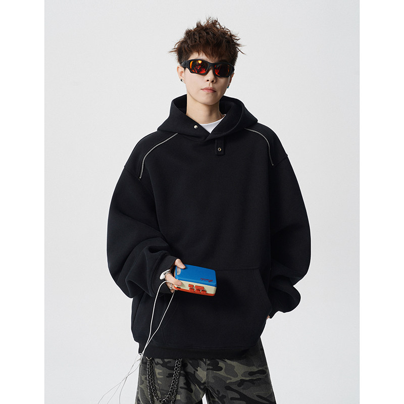 A410-A34777-P80限价119-美式设计感连帽休闲卫衣-400G华棉，男装卫衣，电商A410