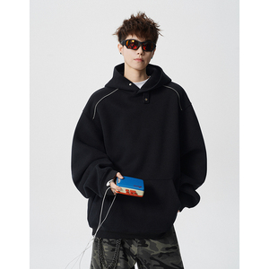 A410-A34777-P80限价119-美式设计感连帽休闲卫衣-400G 华棉，男装卫衣，电商A410