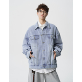 A410-WT34789-P90限价159-潮牌休闲百搭牛仔夹克-410g竹节水洗棉，男装夹克，电商A410