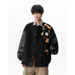 A410-WT93341-P110限价169-美式刺绣棒球服外套-大身龙凤呢600g图片