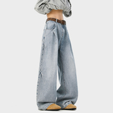 A410-K8384-P65限价99-美式复古褶皱阔腿牛仔裤-320g牛仔裤面料，男装牛仔裤，电商A410