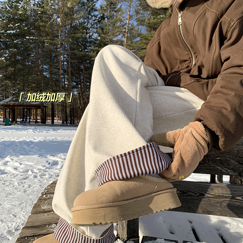 A410-K8752JR-P70限价109-条纹拼接加绒休闲裤-条条面料 430g左右