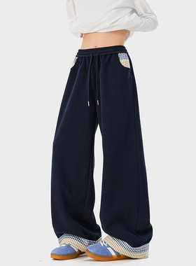 A410-K5650-P70限价109-美式格纹垂感直筒卫裤-320G左右卫裤面料