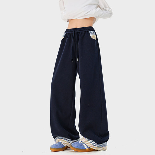 A410-K5650-P70限价109-美式格纹垂感直筒卫裤-320G左右卫裤面料