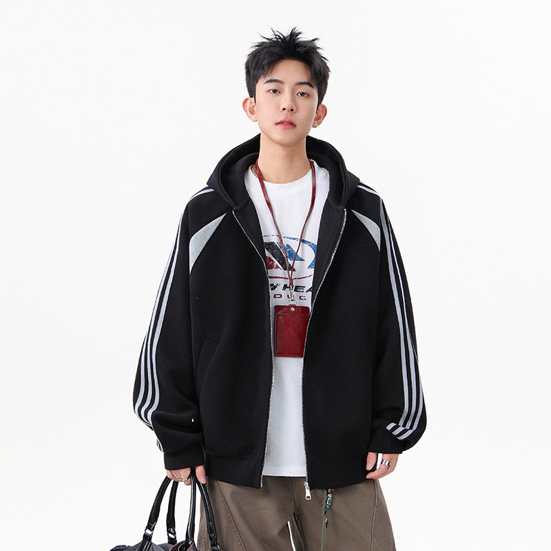 A410-WT93319-P90限价139美式撞色条纹休闲外套-华棉复合仿棉420G,男装夹克,电商A410