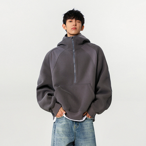 A410-A75035-P80限价119-潮牌半拉链连帽卫衣-华棉复合仿棉 420G图片