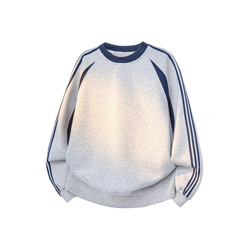 A410-A92302-P65限价99-美式三条杠圆领卫衣-420g华棉复合仿棉，男装卫衣，电商A410