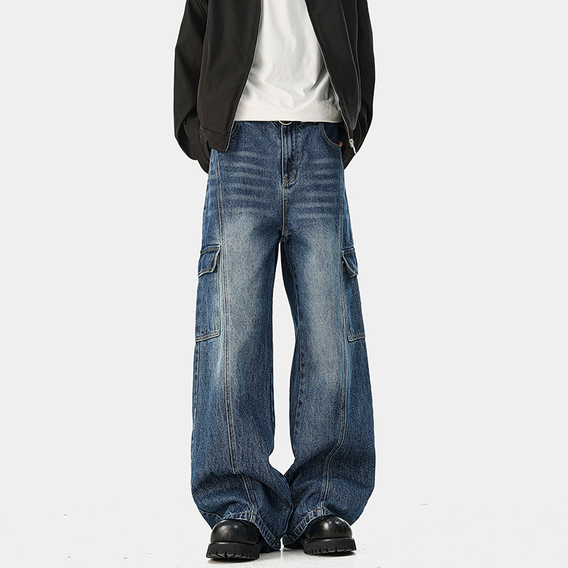 A410-K7939-P75限价129-美式多口袋直筒牛仔裤-320g牛仔面料，男装牛仔裤，电商A410