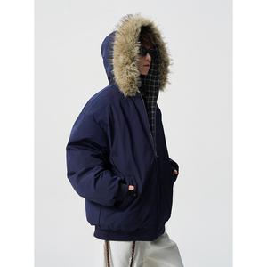 A410-WT33710-P140限价218-美式毛领加绒格纹棉服-160G  小牛津图片