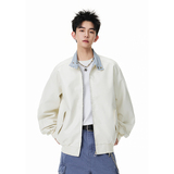 A410-WT34780-P110限价169-美式格纹撞色立领夹克-290G皮料，男装夹克，电商A410