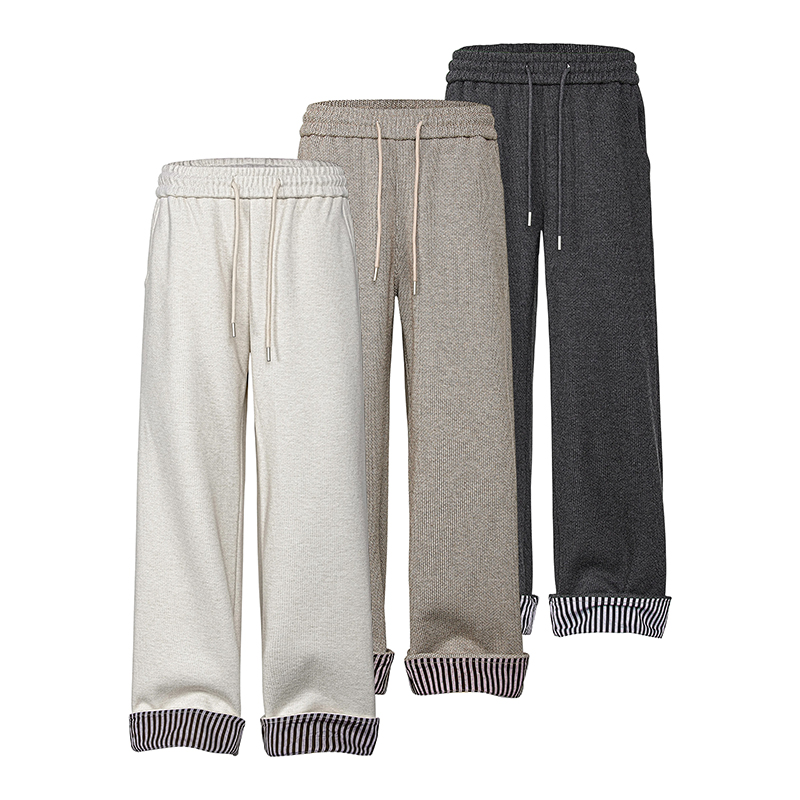 A410-K8752JR-P70限价109-条纹拼接加绒休闲裤-条条面料 430g左右