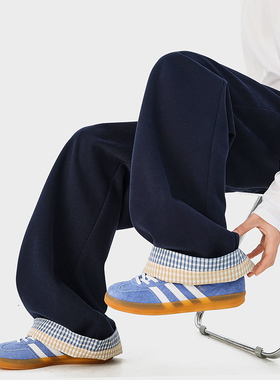 A410-K5650-P70限价109-美式格纹垂感直筒卫裤-320G左右卫裤面料