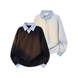 A410-A32631-P85限价129-美式假两件polo领卫衣-400g华棉复合，男装卫衣，电商A410