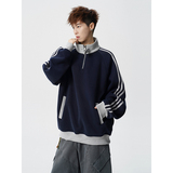 A410-A32652-特批70限价139-美式条纹撞色立领卫衣-400g华棉，男装卫衣，电商A410