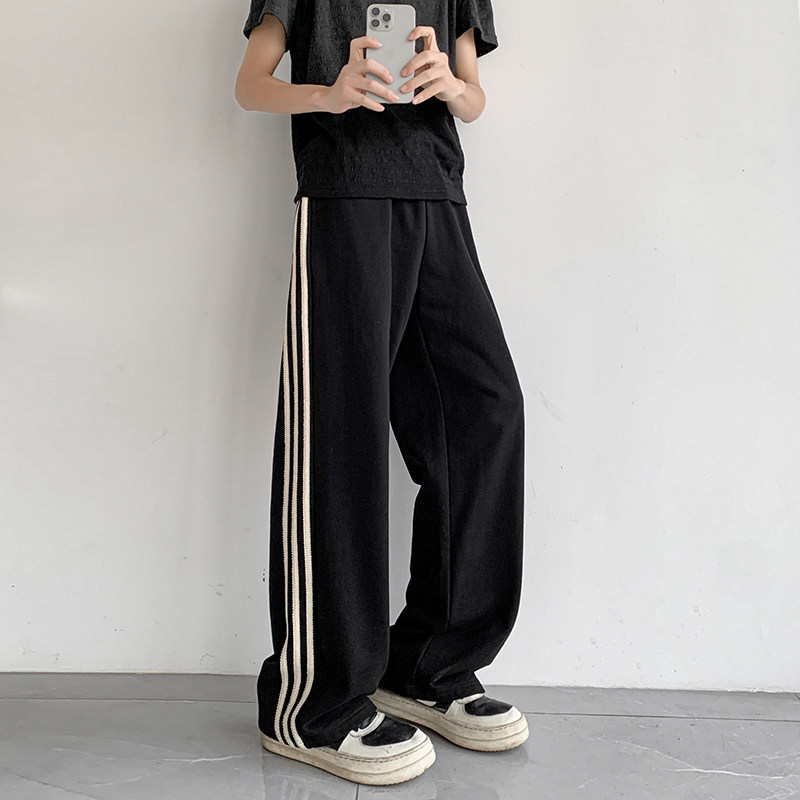 A410-K8157-P58限价99-美式条纹直筒运动休闲裤-华棉面料320g,男装休闲裤,电商A410