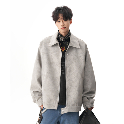 A410-WT93306-P105限价159-美式雾面扎染皮夹克-雾面皮  410G