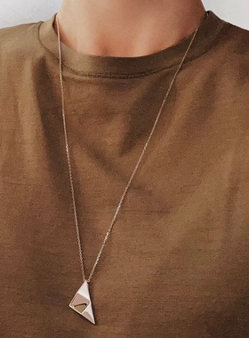 925银极简冷淡几何三角长项链