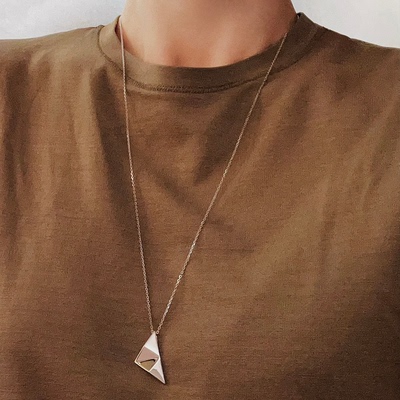 925银极简冷淡几何三角长项链