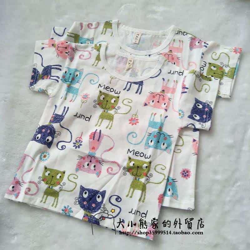 3-6岁 韩版夏季短T 猫咪 恐龙 印花弹性棉布T恤|msdalam kategori Kanak-kanak/Bayi/Keluarga dipasang, baju-T - dari Buy2taobao.com untuk memberikan perkhidmatan ejen Taobao profesional membeli