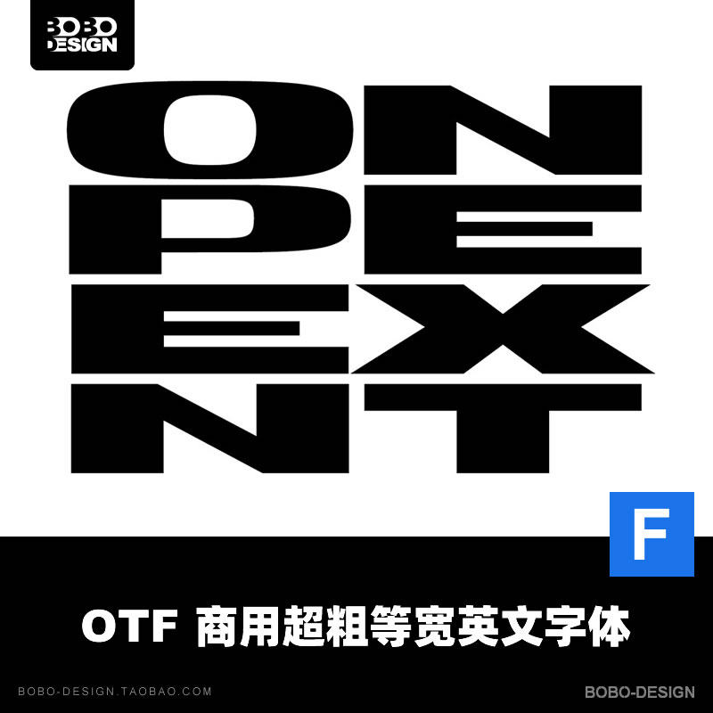 英文字体素材免费商用无版权ai超粗等宽无衬线logo海报设计下载ps