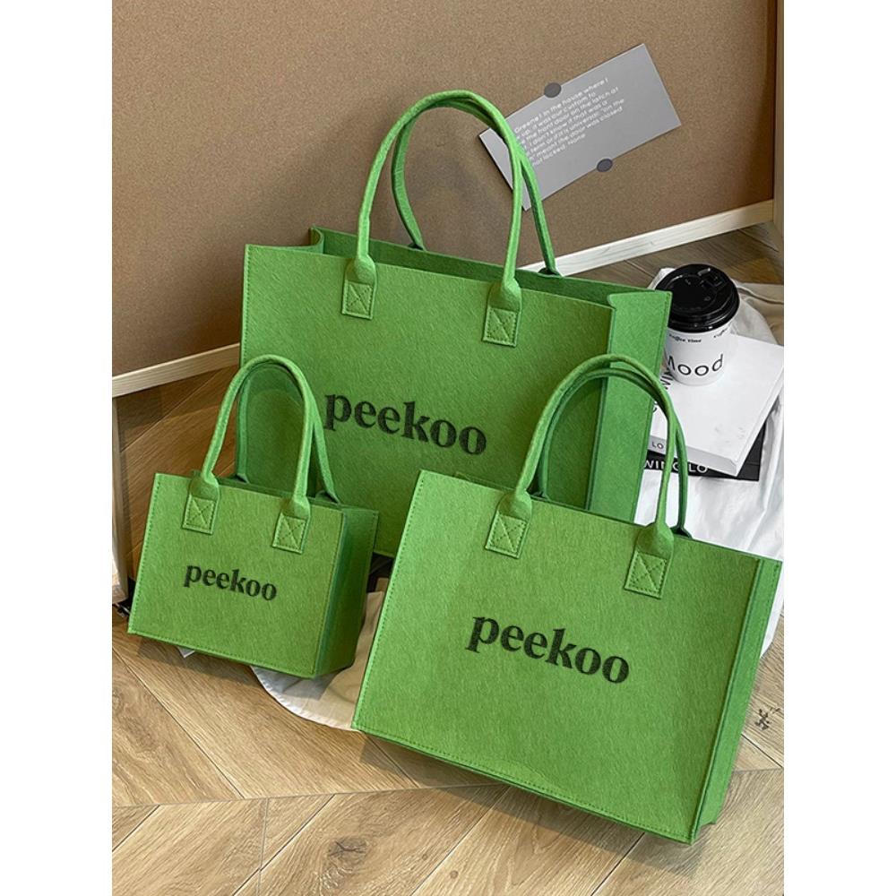 新款毛毡包定制印logo简约字母百搭时尚邮政青年休闲手提伴手礼袋