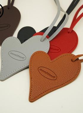 marchimarli 独家原创纯色不规则爱心皮质包包挂件挂绳女书包挂饰