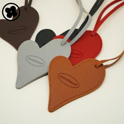 marchimarli 独家原创纯色不规则爱心皮质包包挂件挂绳女书包挂饰