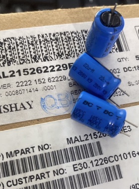 100个= 100元 200V22UF 22UF200v 电解电容器VISHAY-BC 10*16