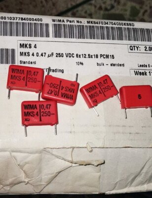 50只=80元 WIMA威马 250v 474/470NF/0.47UF P=10MM薄膜电容器