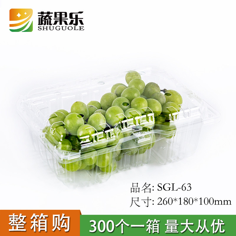 蔬果乐63一次性pet三斤水果盒葡萄红提长方形带盖加厚透明包装盒