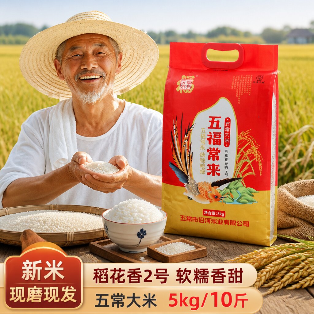 五福常来五常稻花香5kg10斤米