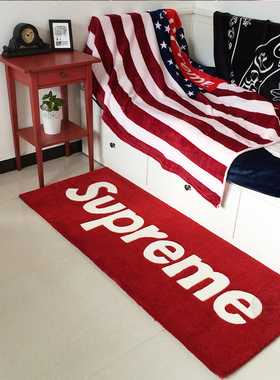 时尚潮牌supreme手工腈纶地毯tufting簇绒卧室床边毯加厚免洗现货