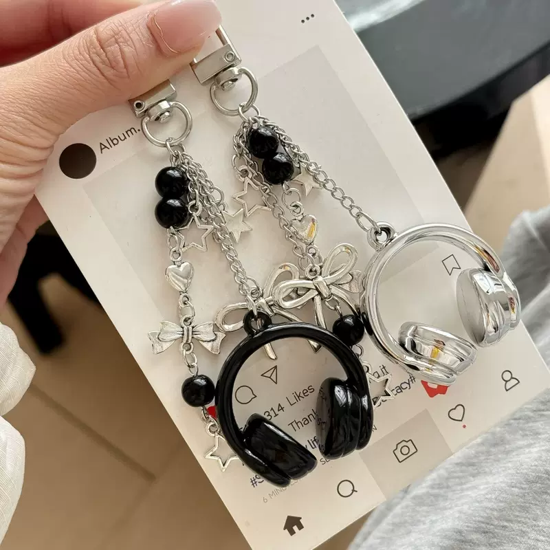 กระเป๋าใส่หูฟังลายดนตรี สไตล์อินสตาแกรม งานออกแบบดั้งเดิม พร้อมที่แขวนกุญแจ ประดับกระเป๋าเป้สะพายหลัง ดีไซน์เฉพาะตัว สำหรับทั้งชายและหญิง