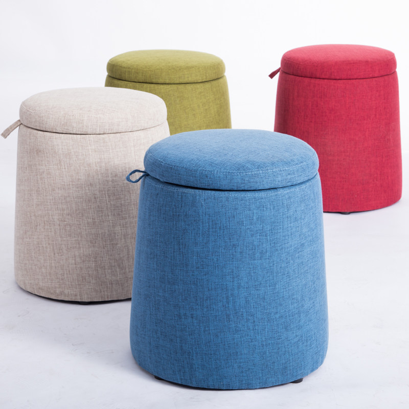 圆形收纳凳布艺换鞋凳墩子门厅沙发凳储物凳矮凳脚凳穿鞋凳小凳子