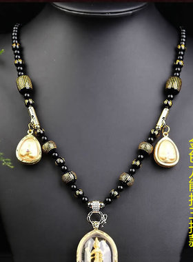 6毫米黑玛瑙佛牌链子 快拆扣吊坠链 万能扣挂链 男女款单挂三挂