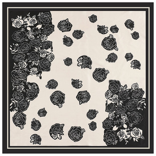 90cm春秋季新款复古素色玫瑰中东女士头巾装饰大方巾披肩防晒围巾