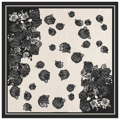 90cm春秋季新款复古素色玫瑰围巾