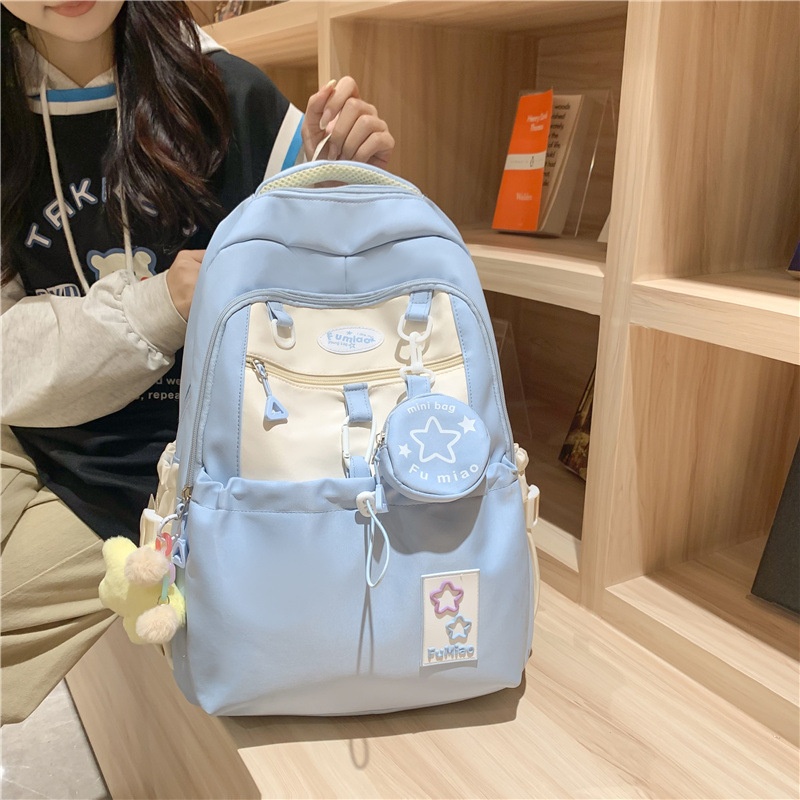 可爱双肩包书包女韩版星星初中女生高中学生大容量高颜值背包
